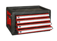 Cabinet multifonctionnel en acier de dessus de boîte à outils, coffre d'outil noir rouge en métal avec des tiroirs
